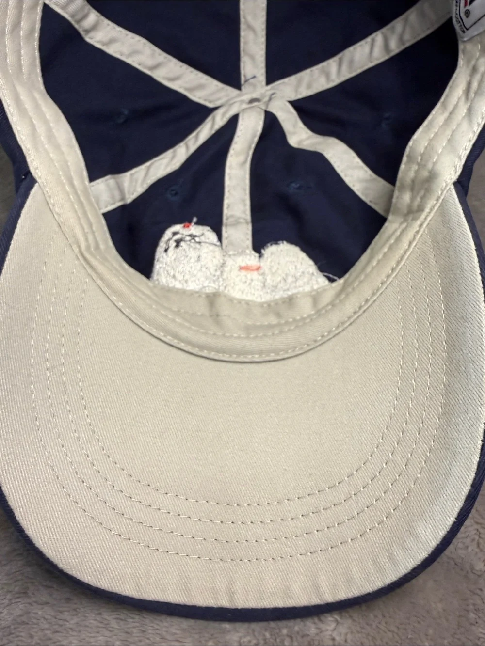 Anvil Custom Embroidered Maltese Dog Navy White Blue Baseball Cap Low Profile